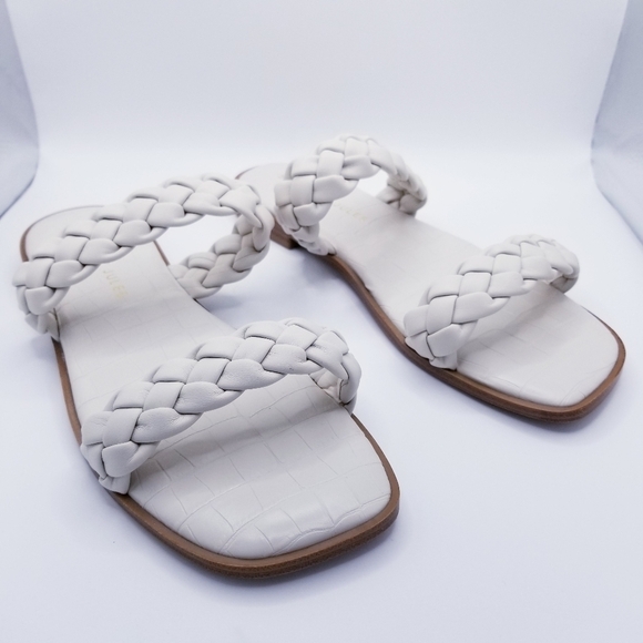 Sincerely Jules Ivory Vicki Double Braided Criss Cross Croco Band Sandals 9.5 - Picture 4 of 9